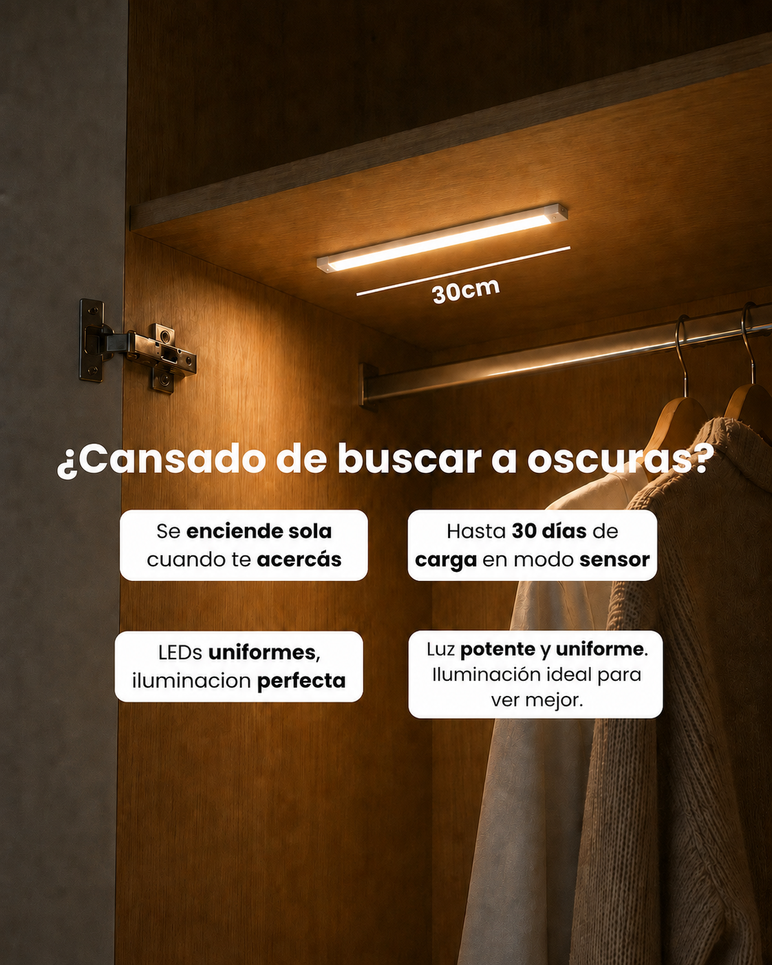 2 Unidades Barra LED con Sensor de Movimiento